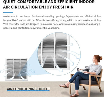 18x18 Air Return Grille(Duct Opening Size),Air Return Vent Cover,Flat Vent Cover,Rejillas De Aire Acondicionado Para Casa,Return Air Grilles,Outer Dimensions:19.75"Wx19.75"H(18"W x 18"H, Duct Opening)