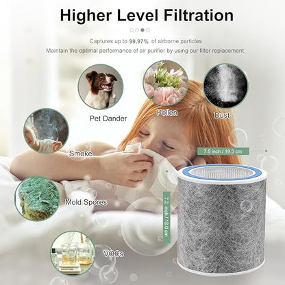 2 Pack HP102 Filter Replacement, Compatible with Shark HP102 & HP102PET & HC452 & HP132 & HC450 & HC451 & HC455, True HEPA for 99.97% of Particles, Compare Part #HE1FKPET, HE1FKBAS