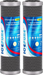 ICEPURE 1 Micron 10" x 2.5" Whole House Upgraded Coconut Shell Activated Water Filter Lead Remove Filter Cartridge Replacement for WFPFC8002, SCWH-5, WHCF-WHWC, FXWTC, CTO10-CQB, RO Unit, 2PACK