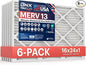 BNX TruFilter 16x24x1 Air Filter MERV 13 (6-Pack) - MADE IN USA - Electrostatic Pleated Air Conditioner HVAC AC Furnace Filters for Allergies, Pollen, Mold, Bacteria, Smoke, Allergen, MPR 1900 FPR 10