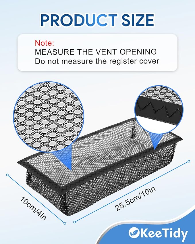 Floor Vent Screen Net, 4" x 10" Air Vent Screen Filter Mesh Catches Toys Snacks Pet Hair and Pet Food, Keeps Bugs Out for Home, 3 Pack