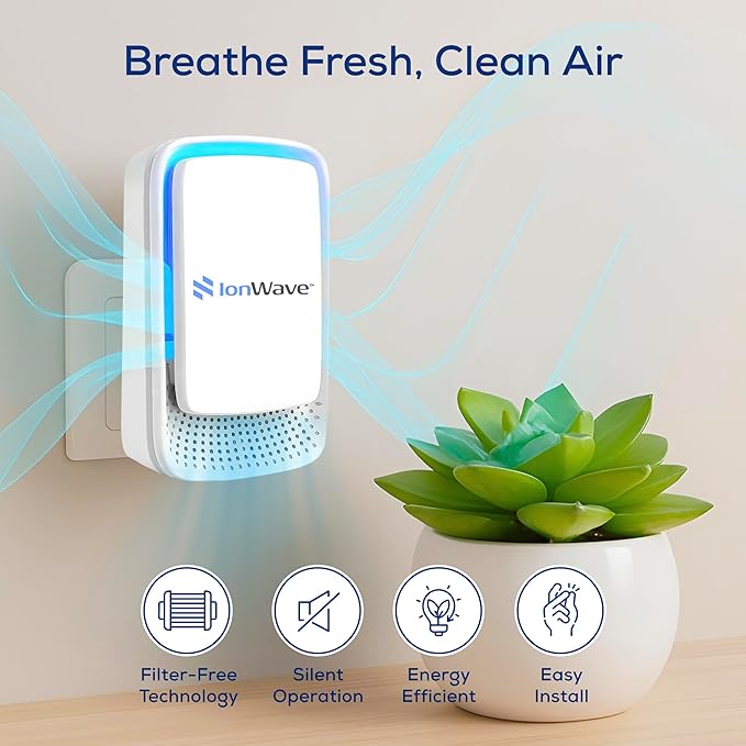Air Ionizer Negative Ion Air Purifier (2 Pack) - 30 Million Ions/cm³ Plug In Whisper Quiet Room Purifier for Home, Office, Pet, Bedroom, Kitchen - Portable Air Quality Enhancement Filter