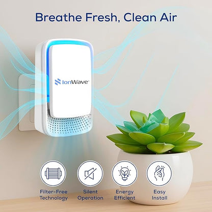 Air Ionizer Negative Ion Air Purifier (2 Pack) - 30 Million Ions/cm³ Plug In Whisper Quiet Room Purifier for Home, Office, Pet, Bedroom, Kitchen - Portable Air Quality Enhancement Filter