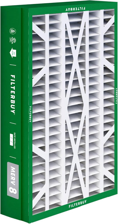 Filterbuy 14.5x27x5 Air Filter MERV 8 Essential Dust & Allergy Defense (4-Pack), Pleated HVAC AC Furnace Filters for Trane, American Standard, Honeywell, and More (Actual Size: 14.06 x 26.13 x 4.97)