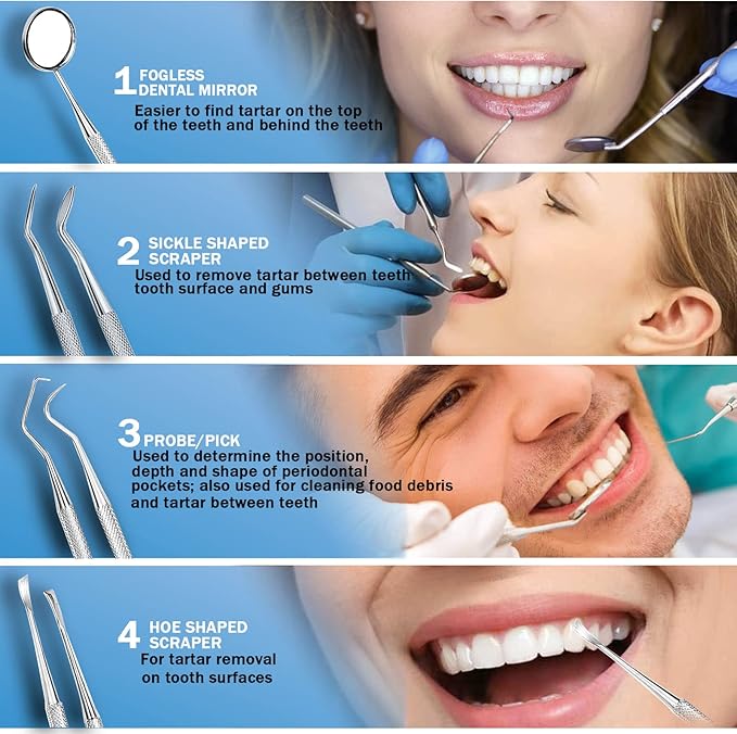 Dental Tools, Electric Tooth Polisher & Manual Teeth Cleaning Kit for Cleaning and Polishing of Tooth, All in One for Total Tooth Care, Removing Stains and Tartar & Brighten and Polish Teeth