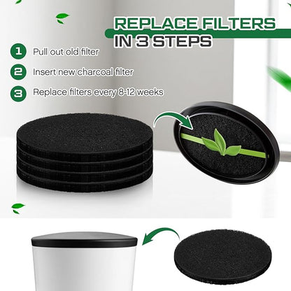 Pangda 4 Pack Oval-Shaped Charcoal Filters for Compost Bucket Countertop Bin Pails in Indoor, Activated Charcoal Filter Dimensions Approx 6-1/2 x 5 Inches 3/8 Inch Thick