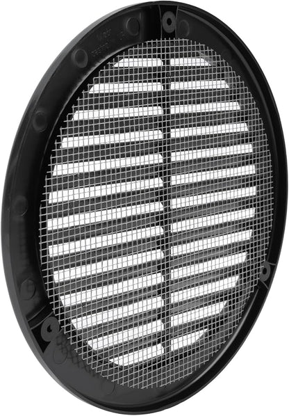 Vent Systems 6" Inch (Opening Dimensions) - Pack of 50 - Black Soffit Vent Cover - Plastic Round Air Vent Grille - Built-in Mesh Screen - HVAC Register Louver for Bathroom, Home, Kitchen