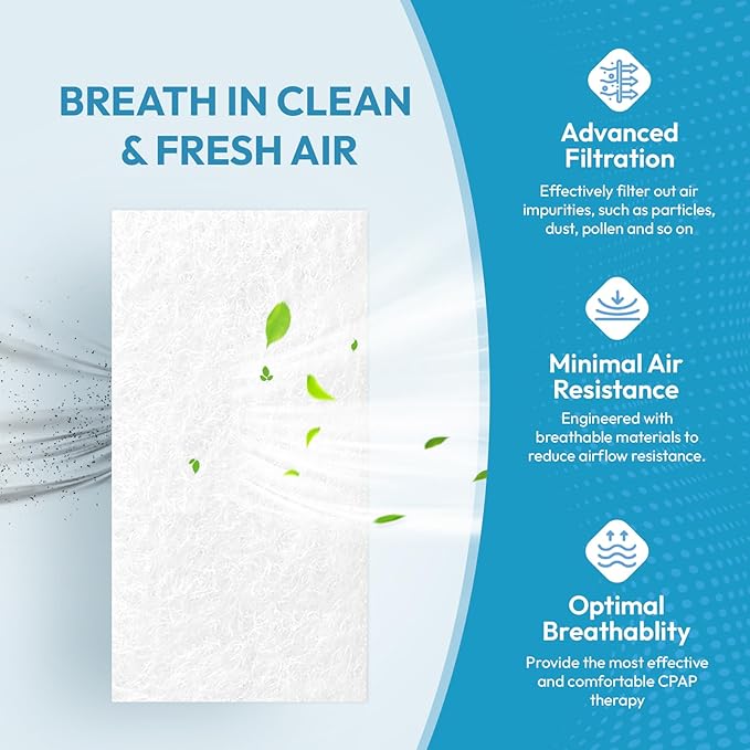 60-Pack Premium CPAP Filters Compatible with Airsense 11 & Aircurve 11 Machines, FSA or HSA Eligible, Ultra Fine Replacement with Extra Thick, High Filtration & Smooth Airflow, Travel Friendly