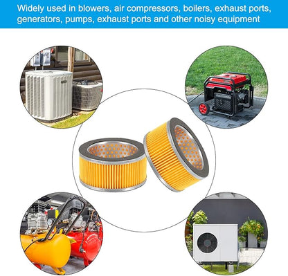 PATIKIL 4.2 x 2 Inch Air Compressor Intake Paper Filter 8 Pack Piston Type Air Filter Elements Replacement for Blowers Generators Filter Particles to Reduce Noise, Yellow