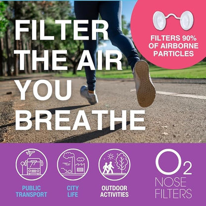 O2 Nose Filters with 3M Filtration - Nasal Screens for Allergies, Dust & Smoke - Drug-Free & Latex-Free Nose Filters - Invisible Allergy Protection (Trial Pack 4 Sizes)