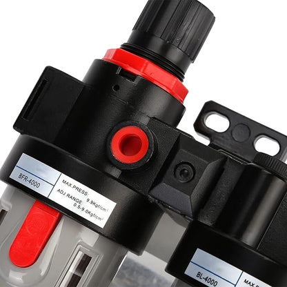 PT1/2 Compressor Filter Kit High Efficiency Air Pressure Regulator with Oil Water Separator for Pneumatic Tools Durable Plastic Construction 60CC Water Cup 90CC Oil Cup