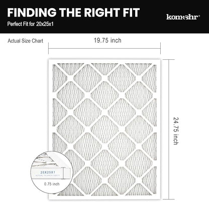 20x25x1 Air Filter MERV 8 (4-Pack), HVAC/Furnace AC Filter Replacement, Dust Defense–Comparable with MPR 600 & FPR 5 (Actual 19.75x24.75x0.75)