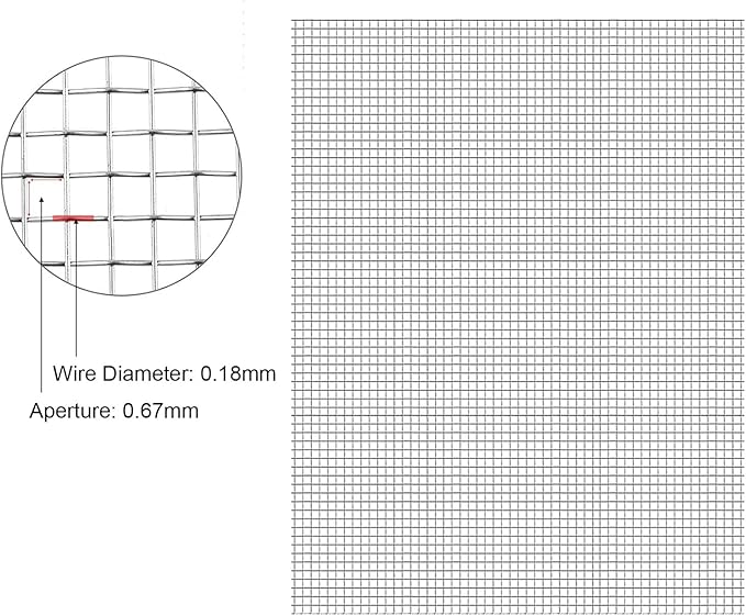 Stainless Steel Woven Wire Mesh, 304 Stainless Steel Woven Wire 30 Mesh Fine Screen Mesh, Garden Insect Screen, for Air Bricks, Window, Vents, Filter