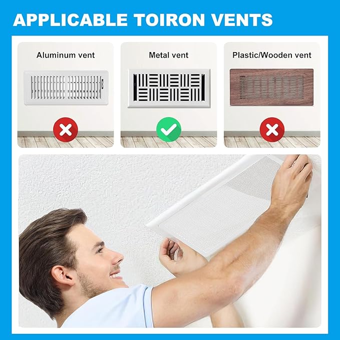 4 PCS White Magnetic Vent Covers-4x14 Magnetic Air Vent Covers with Mesh Screen for Floor/Wall/Ceiling Registers-Easy to Install, Secure Fit, Durable Design-White