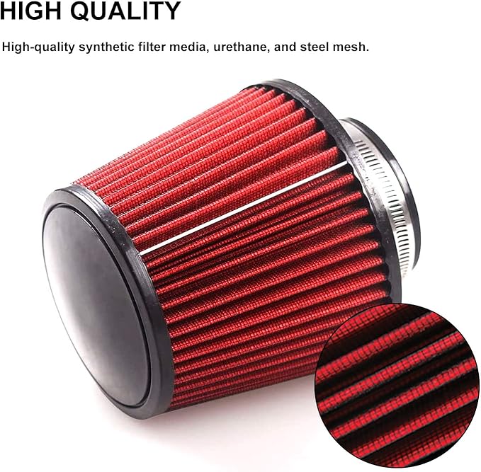 RYANSTAR 76mm 3" High Flow Round Tapered Cone Cool Air Filter Cleaner with Protective Cover, Universal Car Cold Air Filter Protective Cover Dustproof