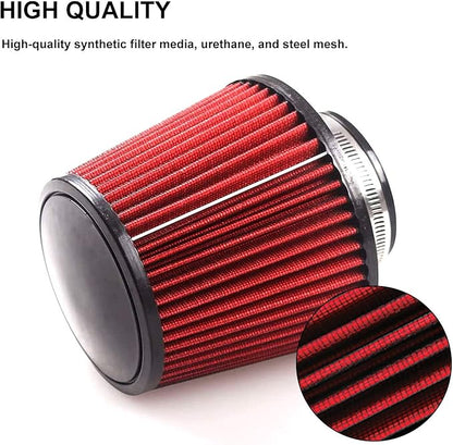 RYANSTAR 76mm 3" High Flow Round Tapered Cone Cool Air Filter Cleaner with Protective Cover, Universal Car Cold Air Filter Protective Cover Dustproof