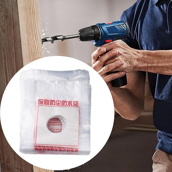 Electric Hammer Dust Bag – Drill Dust Sealr, Hole Saw Catcher | 100PCS Fine Particlle Trap for AC Installation, Wall Cut Dust Barrier Pouch, Compact Vacuum Collector Kit for Plasterboard Drilling Jobs