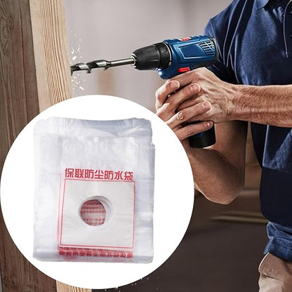 Electric Hammer Dust Bag – Drill Dust Sealr, Hole Saw Catcher | 100PCS Fine Particlle Trap for AC Installation, Wall Cut Dust Barrier Pouch, Compact Vacuum Collector Kit for Plasterboard Drilling Jobs