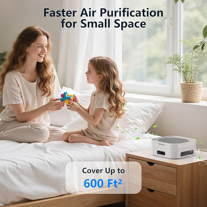 Air Purifiers for Home Bedroom Up to 600 ft², True HEPA Air Purifier for Pets Dust Dander Pollen Odor Smoke, Portable Car Air Purifier for Travel