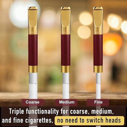 Reusable Washable Cigarette Filter Tips Mouthpiece Handcrafted Solid Wood Metal Smoking Cigarette Filter Never Fade Suitable for Coarse Fine Medium Birthdays Christmas Father Day Gift (Red Sandalwood)
