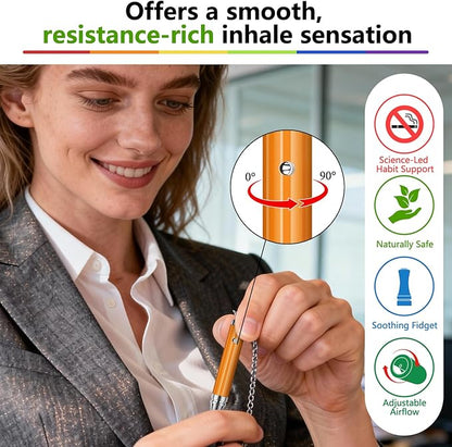 ASTOFLI Breathing Necklace for Anxiety Relief – Flavored Air Breathe Necklace, Breath Free Stress Relief Device with Flavor, Meditation Jewelry Gifts for Women and Men, Stainless Steel