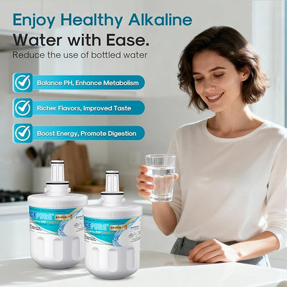 ICEPURE Alkaline DA29-00003G Refrigerator Water Filter Replacement for Samsung DA29-00003A, DA29-00003B, Aqua-Pure Plus, HAFCU1, FMS-1 WSS-1 WF289 RFG237AARS RS22HDHPNSR RSG257AARS, Enhances PH, 4Pack