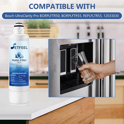 BORPLFTR55 Water Filter Replacement for Bosch Ultra-Clarity Pro 11032531 BORPLFTR50, Replace Thermador B36CT80SNS RA450022 WFS200MF B36CD50SNS B36CT80SNS B36FD50SNS, UltraClarity Pro Filter 2 Pack