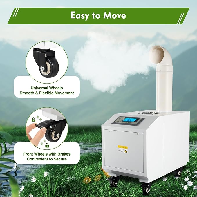 Ultrasonic Industrial Agricultural Humidifer, 0.79Gal/H Smart Commercial Humidifier with LCD Screen & humidity Sensor Automatic Mist Cooling Sprayer Airflow for Warehouse Greenhouse Garden Etc
