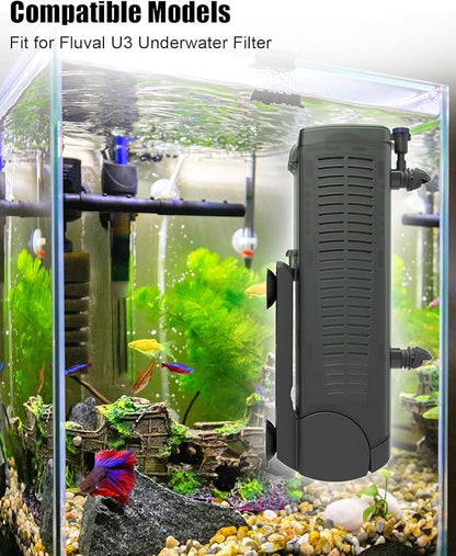 13Pcs Aquarium Filter Media Kit Fit for Fluval U3 Underwater Filter, Includes 4 Foam Pads, 4 Poly Carbon Media, 1 Ceramic Ring and 4 Mesh Bags for Freshwater & Saltwater Aquariums