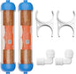 (2 Pack) Mixed Bed Ion Exchange Aquarium Filter Resin 0 PPM RO DI Refillable Housing w/Clamps & Fittings, Compatible with 10" Reverse Osmosis Water Filtration Systems, for High TDS in Water