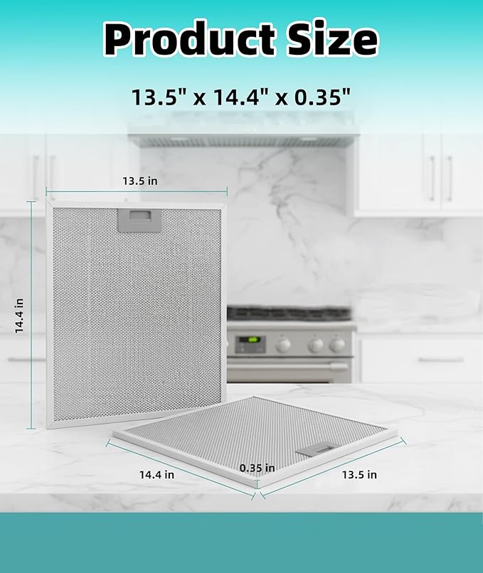 2 Pack WA0575 Range Hood Filters 13.5" x 14.4" x 0.35", 5-Layer Aluminum Mesh Replacement Grease Filters, Compatible with Whirlpool, Vissani, Zline, Ciarra and More