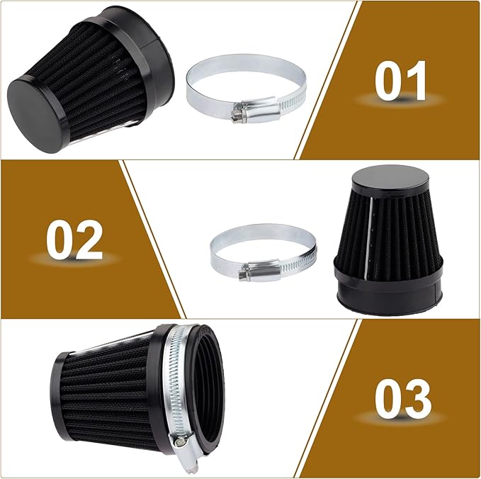 Mtsooning Motorcycle Pod Air Filter, 2.36" Round Tapered Intake Cleaner, Inlet Truck Cold Cone Replacement for Honda Kawasaki Suzuki ATV Kart Dirt Pit Bike