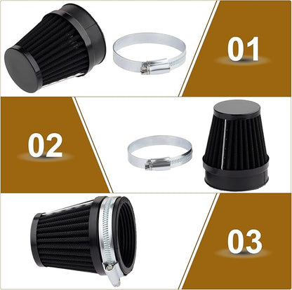 Mtsooning Motorcycle Pod Air Filter, 2.36" Round Tapered Intake Cleaner, Inlet Truck Cold Cone Replacement for Honda Kawasaki Suzuki ATV Kart Dirt Pit Bike