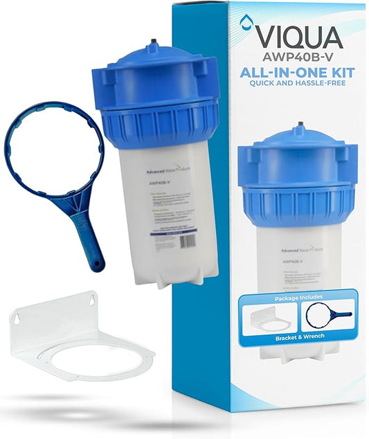 Viqua AWP40B-V Filter Housing Kit with Bracket and Wrench – Durable, Universal Water Filter Housing for Easy Installation and Maintenance, 4.5 x 10 Inch Filters