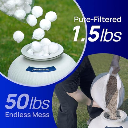 AQUASTRONG Pool Filter Balls for Sand Filters, 1.5 lbs Reusable Pool Sand Filter Balls (Replaces 50 lbs of Sand), Efficient Water Filtration Pool Filter Balls for Swimming Pools, Filter Pumps