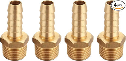 3/8 Inch NPT to 3/8 Inch Barb, Hose Barb Adapter, Air Hose Fittings Brass Pipe Fittings Male Thread, (4 Piece)