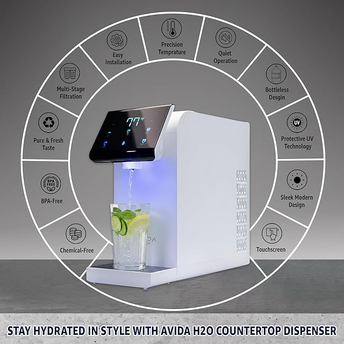 Ultra Instant Hot & Cold Water Dispenser - Bottleless Water Dispenser Countertop, Full Installation Kit, Quiet Multi-Stage Filtration + UV Sterilization - White