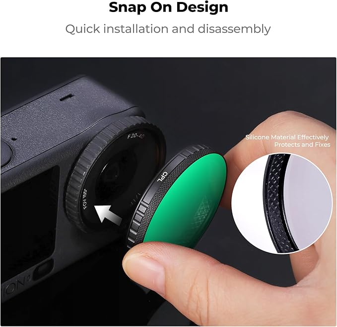K&F CONCEPT Snap On CPL ND Filter Kit for DJI Osmo Action 6, 6 Pack CPL ND8 ND16 ND32 ND64 ND256 Action 6 Filter, Neutral Density Polarizing Action Camera Accessories, Multicoated HD Optical Glass