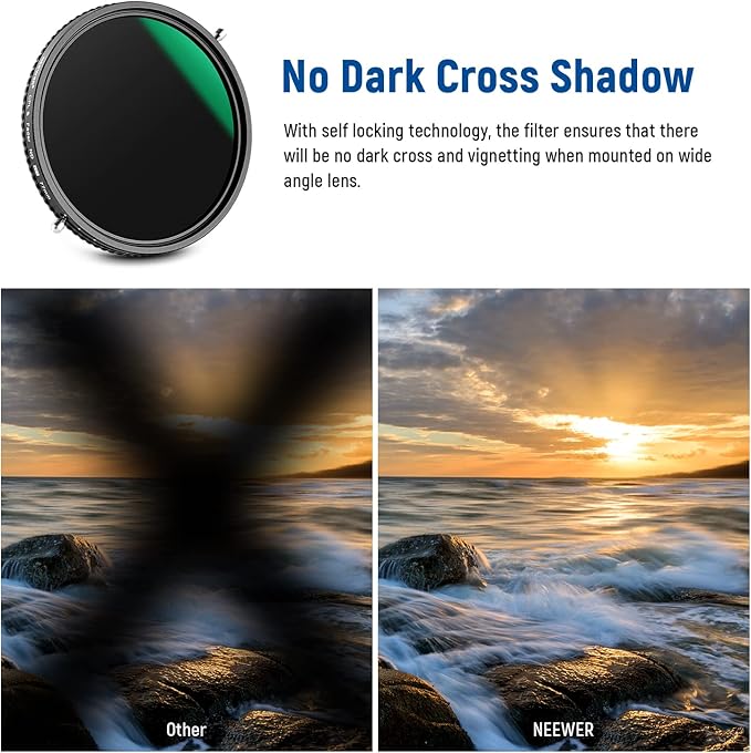 NEEWER 2 in 1 77mm Variable ND Filter ND2–ND32&CPL Filter(Circular Polarizer Filter) No X Cross/30 Layer Nano Coated/HD Optical Glass/Ultra Slim Aluminum Alloy Frame/Water Repellent/Scratch Resistant