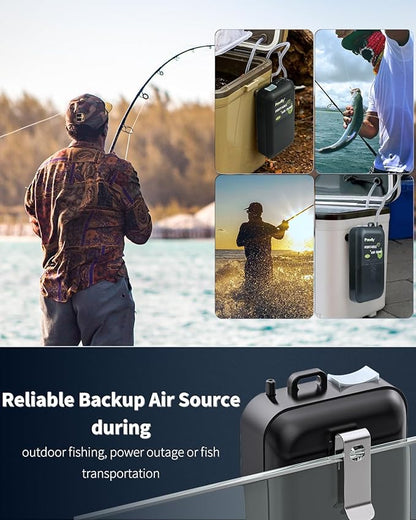 Pawfly Aquarium Battery Air Pump 40 GPH Oxygen Pump for 5 to 30 Gallon Fish Tank Portable Aerator Pump for Outdoor Fishing and Fish Transportation, Battery Not Included (Accessories Inside The Pump)