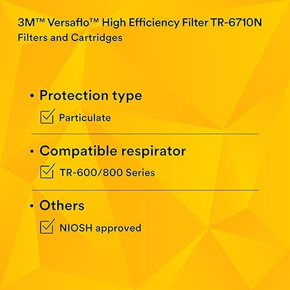 3M Versaflo High Efficiency Particulate Filter TR-6710N-5, Pack of 5, for TR-600 PAPRs