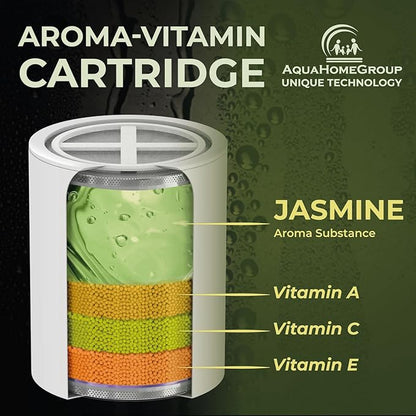 AquaHomeGroup Vitamin C+E+A Shower Filter Replacement Cartridge with Aroma Granules (Jasmine) - Removes Chlorine, Supports Skin & Hair Health