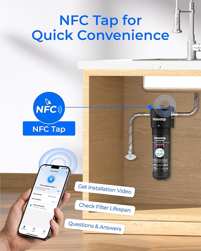 Waterdrop 10UA Under Sink Water Filter System, Reduces PFAS, PFOA/PFOS, Lead, Chlorine, Bad Taste & Odor, Under Counter Water Filter Direct Connect to Kitchen Faucet, NSF/ANSI 42 Certified, 1 Year