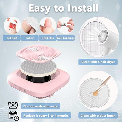 Nail Dust Collector Filter, Replacement Filters Compatible with MelodySusie Nail Dust Collectors Models SPro/XC320J Reusable Dust Filter for Nail Dust Vacuum Machine, Nail Salon, Home Use - 1 pack