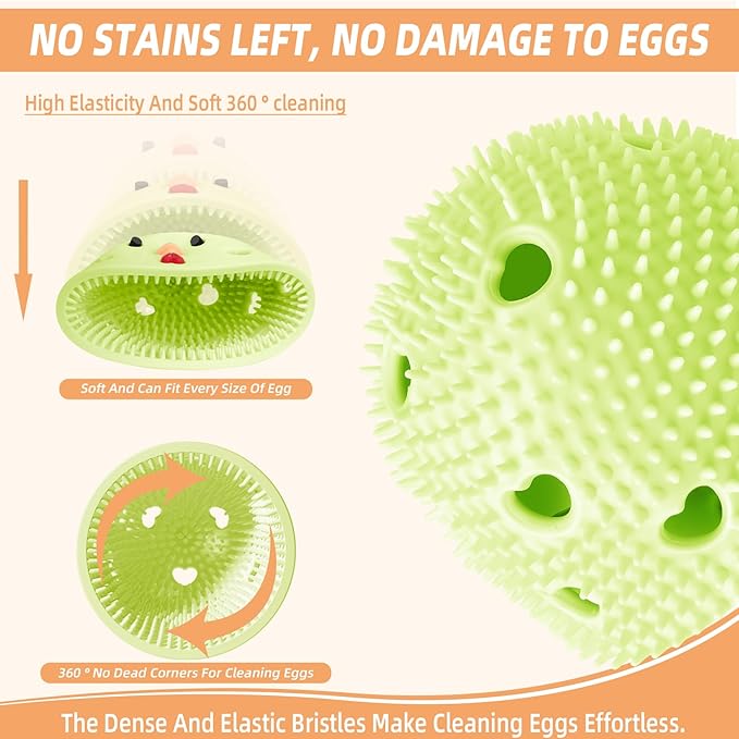 Silicone Egg Brush Cleaner, Egg Washer for Fresh Eggs, Egg Cleaner for Fresh Eggs, Egg Scrubber for Fresh Eggs, Reusable Cleaning Tools for Egg Washer (Green)