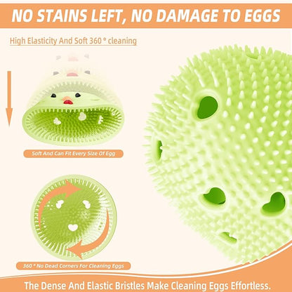 Silicone Egg Brush Cleaner, Egg Washer for Fresh Eggs, Egg Cleaner for Fresh Eggs, Egg Scrubber for Fresh Eggs, Reusable Cleaning Tools for Egg Washer (Green)