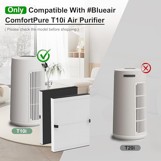 T10i Replacement Filter for ComfortPure 3-in-1 Air Purifier, H13 HEPA and Activated Carbon Filter, 2 Pack