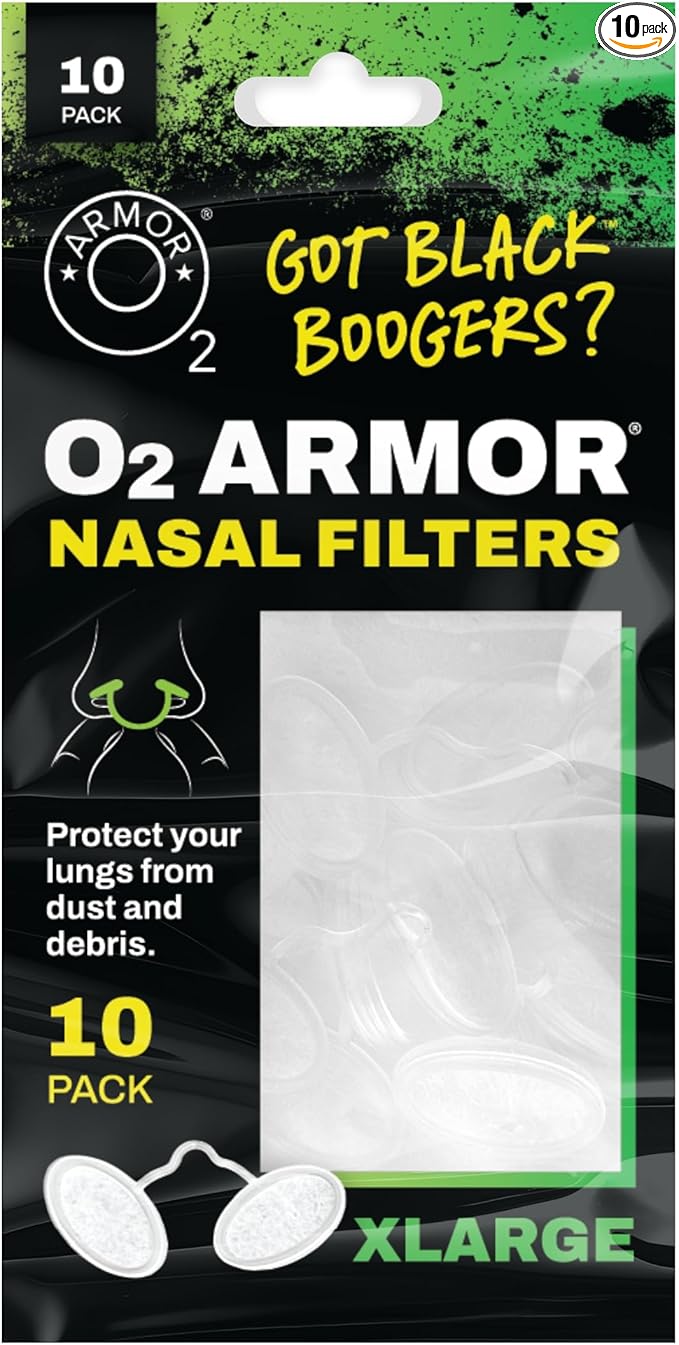 O2 Armor Nose Filters for Welders & Allergies - Nose Filter for Dust - Nasal Filters for Welding - Nose Dust Mask for Construction (10 Pack, Size X-Large)