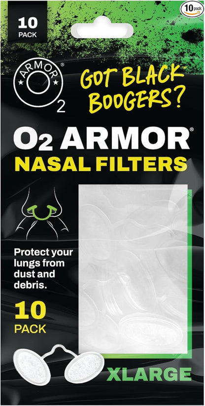 O2 Armor Nose Filters for Welders & Allergies - Nose Filter for Dust - Nasal Filters for Welding - Nose Dust Mask for Construction (10 Pack, Size X-Large)