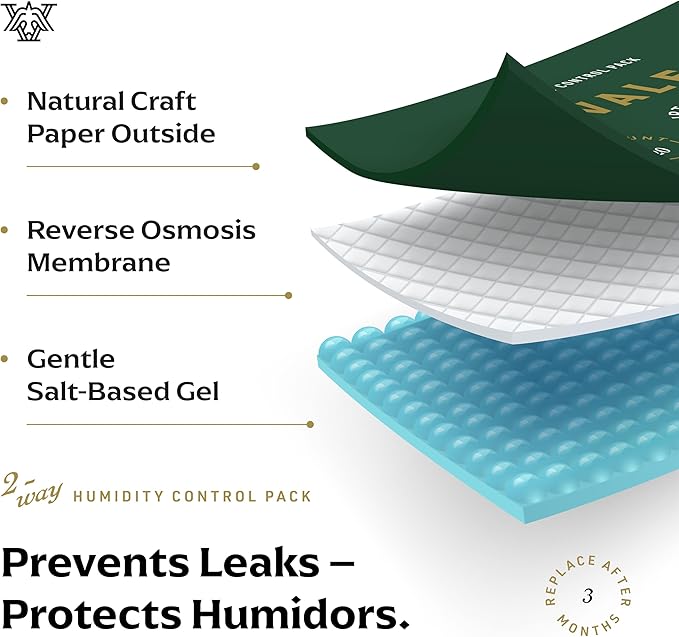 Valet 65% Two-Way Humidity Packs for Aging and Long Term Storage, 12-Pack, 60g Each, Humidifier Pack Prevents Leaks and Controls Moisture with Natural Craft Paper Design